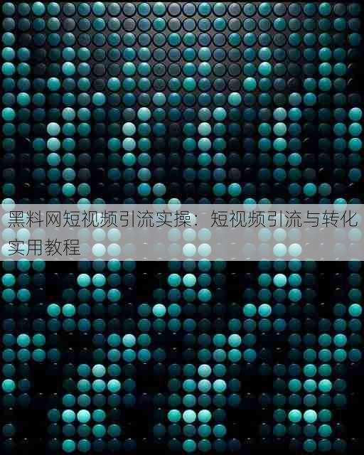 黑料网短视频引流实操：短视频引流与转化实用教程